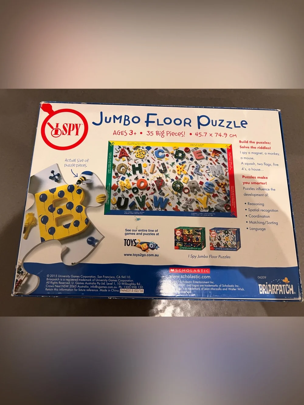Scholastic Briarpatch I SPY Jumbo Floor Puzzle 35 pieces ages 3+ as new